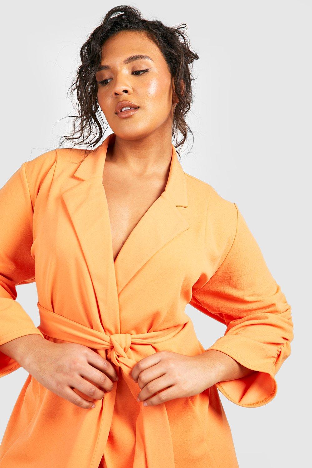 Plus size deals belted blazer